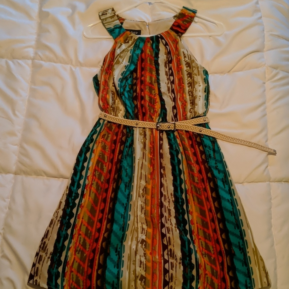 Pattern Dress with Belt